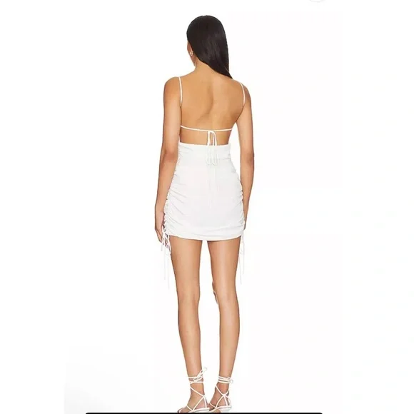 Amanda Uprichard Garcia Mini Dress White Ivory Multiway Tie Open Back Cinched S - Picture 4 of 9